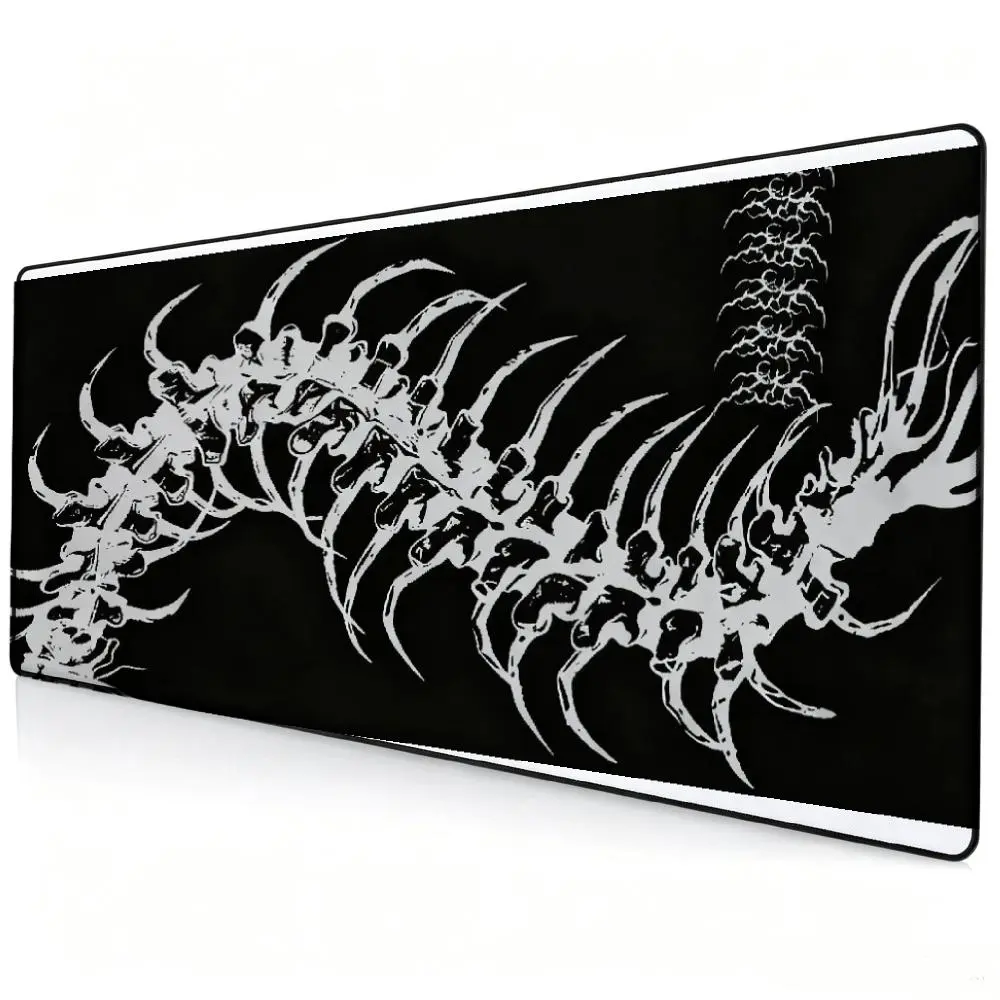 Large Extended Gaming Mouse Pad - Dragon Skeleton Themed, Black and White, Non-Slip Rubber Base Desk Mat for Gamers, PC Accessories, Laptop/PC Use,techvibes
