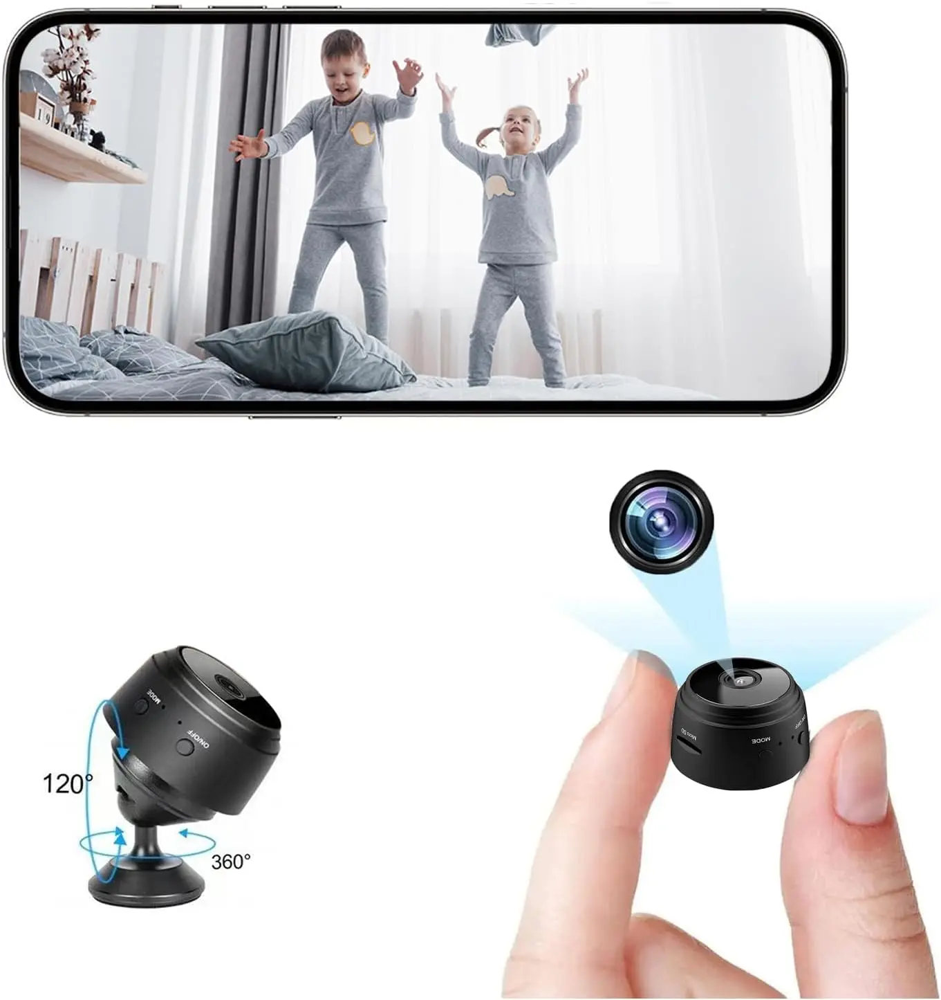 Mini WiFi Security Camera 1080P, Wireless Indoor Camera with Night Vision for Home, Baby & Pet Monitoring, Smartphone Compatible