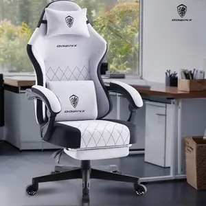 Dowinx Gaming Chair Fabric with bagged spring pad, ergonomic computer chair with footstool, for adults 300LBS