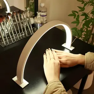 USB Powered LED Nail Lamp, Beauty Light, Half Moon Shape, Sleek Shape, Table Lamp, Indoor Lighting, Home Night Lamp, Matte Finish, Button Switch Control, Plastic Shade, Innovative Design
