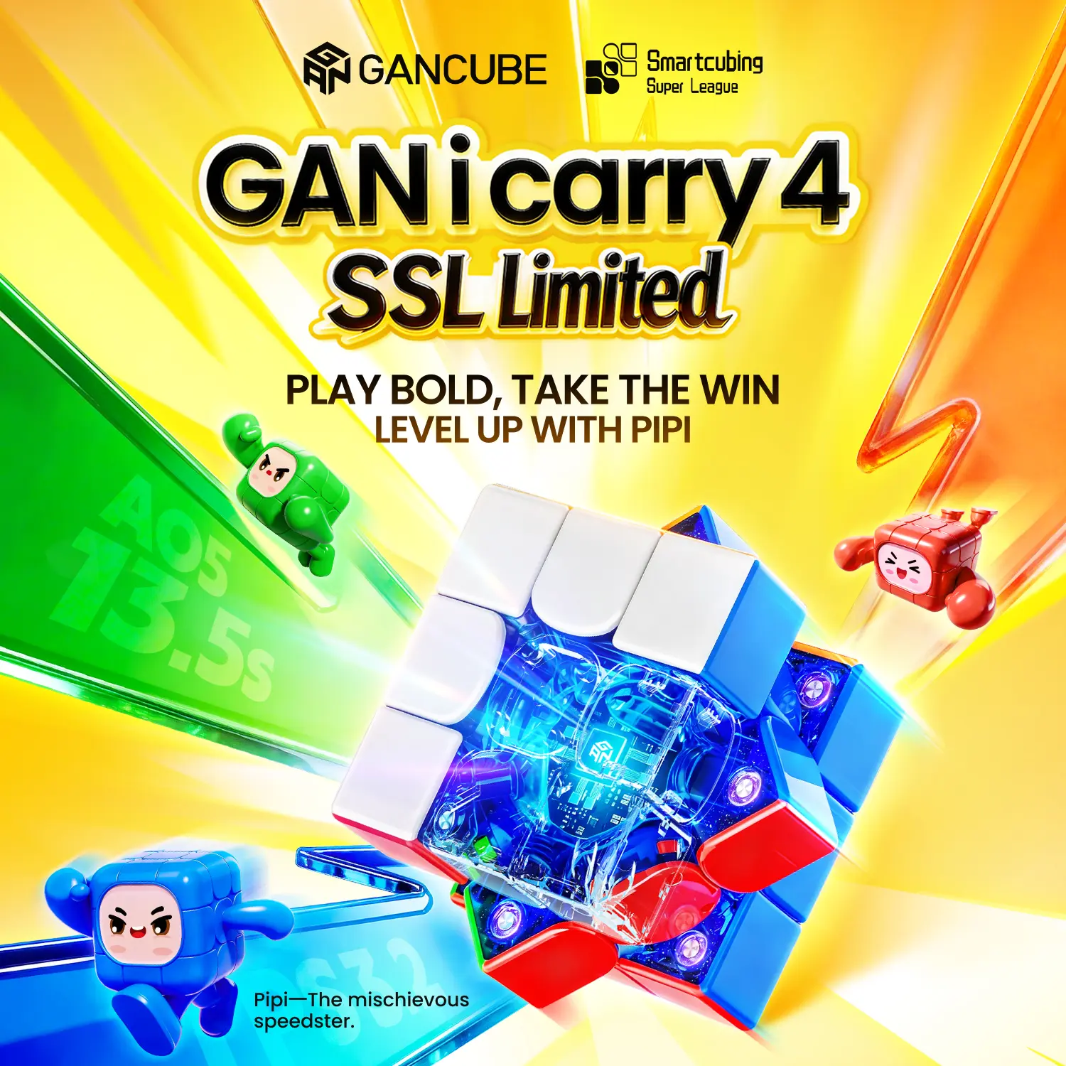 GAN i Carry 4 SSL Limited, Smart 3x3 Bluetooth Speed Cube Magnetic Connected Starsky Inner Shell Speedcube for Kids Tracking Movement Steps with App Online Competition, Battery Replaceable UV Coated