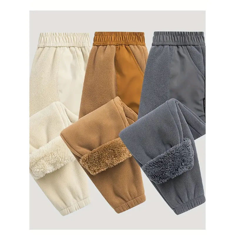 Boys' Cozy Fleece-Lined Joggers - Warm, Thick Sweatpants Winter & Fall, Elastic Waist with Pockets, Perfect Outdoor