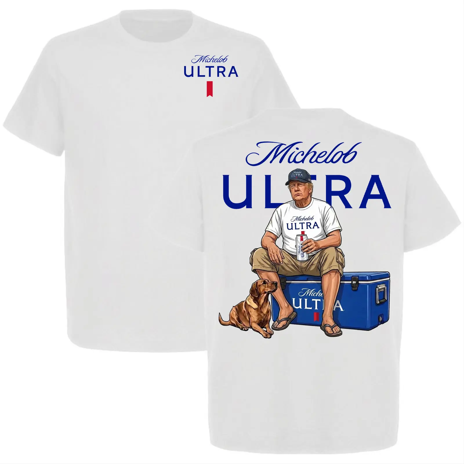 Michelob Ultra Beer Vintage Graphic Tee with Dog, Casual Men’s T-shirt, Relaxed Summer Shirt, Michelob Ultra Logo Design, Gift for Beer Lovers-DK.X