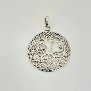 Sterling Silver 925 Sun Moon Tree of Life Pendant
