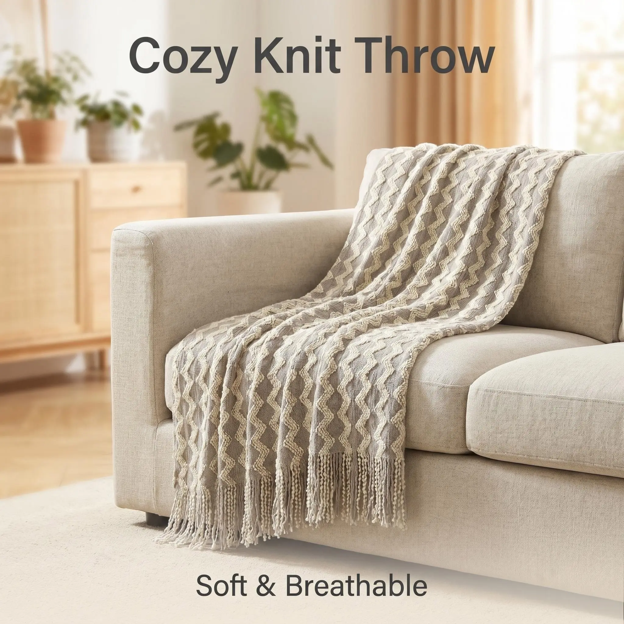 Bedsum Acrylic Knitted Throw Blanket - Super Soft, Warm, Breathable Lightweight Bed Sofa Blanket, Fluffy Comfy Cozy Textured Decorative Cotton Throw for Couch & Bed, Breathable Lightweight Blanket