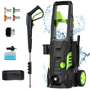 High Pressure Washer with Foam Cannon - 1800W, 5 Spray Nozzles, 3 Water Intake Modes - Ideal for Car Washing, Driveway Cleaning, Patio & Fence Maintenance