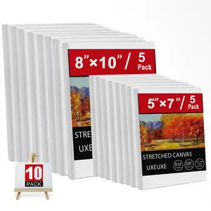 10 Packs of Stretch Canvas for Painting, Multiple Packs of 8X10 And 5X7 (5 Sheets Each), Blank Primed Canvas, Oil Paint, Acrylic Paint, for Beginners And Artists.