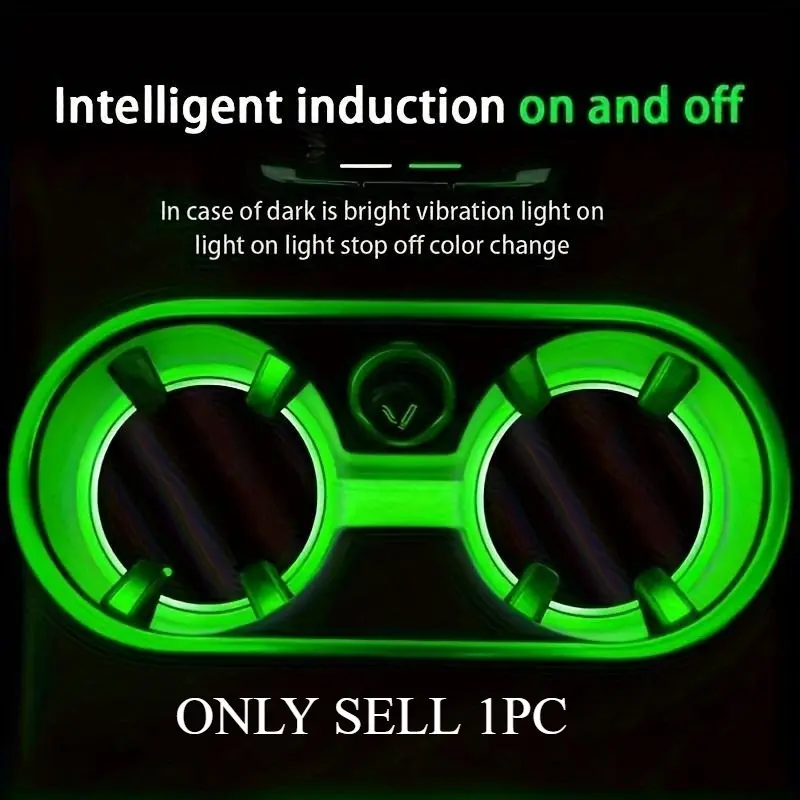 Luminous Coasters Multifunctional Car LED Cup Holder Lights Auto Light Up 7 Color-Changing Light Up Cup Holder Insert Coasters Car Decor Accessories Lighting Accessories Car Decorative Light Light Stop Led Cup Holder Lights For Car