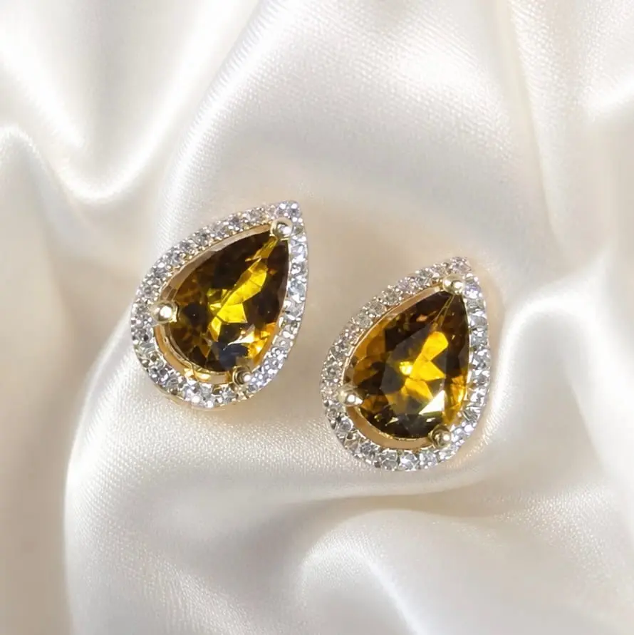 Yellow Transparent Tourmaline with natural Daimond