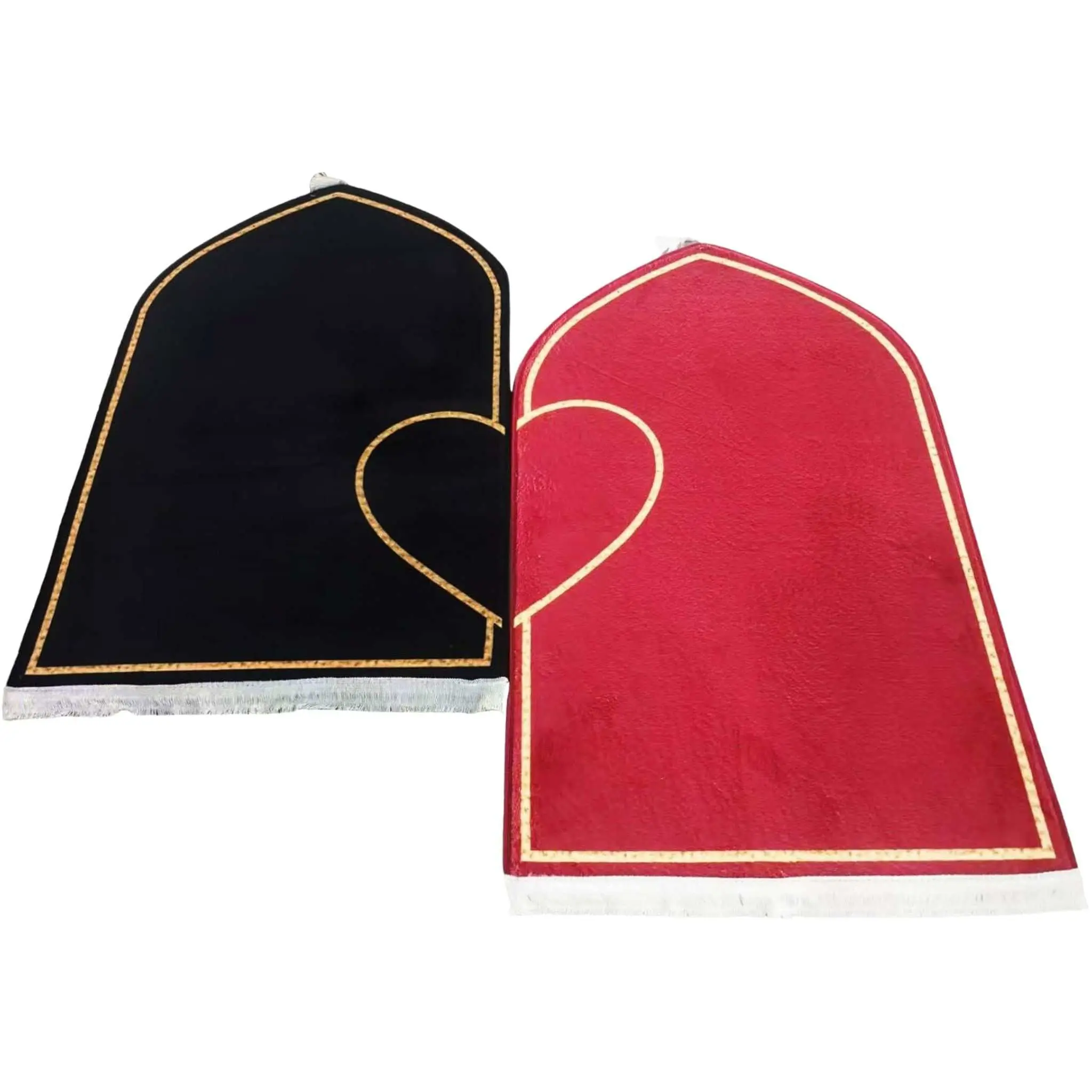 Couples Prayer Rug Set of 2, Flannel Muslim Mat with Heart Design - Thick, Padded and Unisex for Daily Prayers, For Muslim, Muslim Prayer Rugs