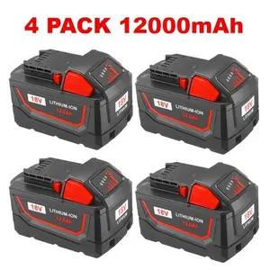 2/4 Milwaukee M18 12.0Ah High-Capacity Replacement Batteries, 2pcs - Compatible With Multiple Models, Long-Lasting Power & LED Indicator