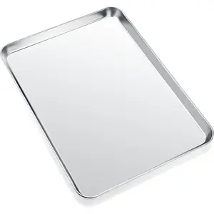 Cookie Sheets for Baking, Stainless Steel Baking Sheet Baking Pan Tray - 12.4 x 10 x 1 Inch, Non  & , Mirror Finish & Easy Clean, Dishwasher Safe & Heavy Duty