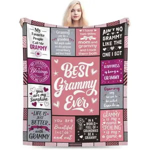 Grammy Gifts from Grandchildren, Grandma Gifts for Grammy - 50x60 Inch Super Soft Pink Flannel Throw Blanket - Cozy Plush Fleece for Birthday, Christmas, Mother's Day Presents