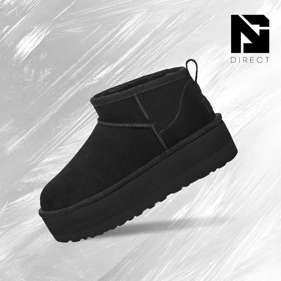 UGG Classic Ultra Mini Platform Boot (Women's)- Women's Cozy Indoor-Outdoor & Snow Day Wear Shoes with Cloud-Level Comfort, Low-Profile Casual Design for Autumn Winter, Back to School Event -Back to School - Snow Boots-1135092 BLK