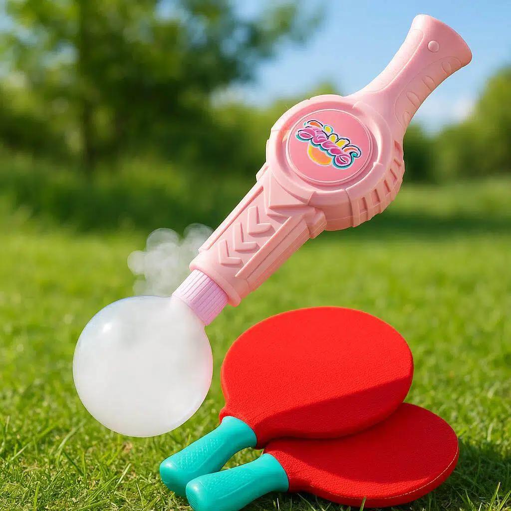 New Fog Bubble Machine with Paddles – Smoke Bubble Wand, Bounceable Bubbles Like Ping Pong, Lights & Music, Fun Outdoor Toy for Kids, Gift for Boys & Girls summerwins