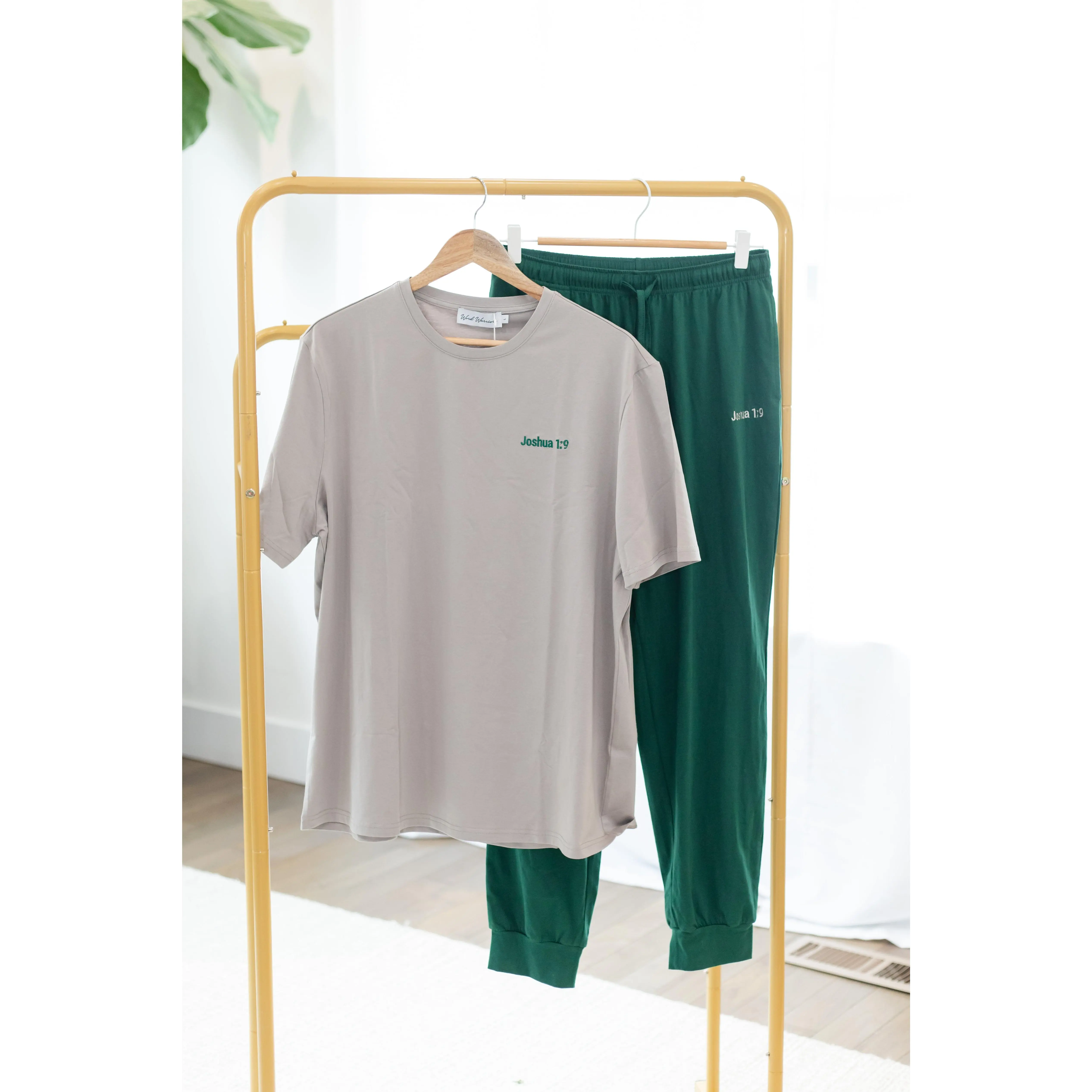 Men’s Christian Pajama Set – Joshua 1:9 Embroidered Loungewear