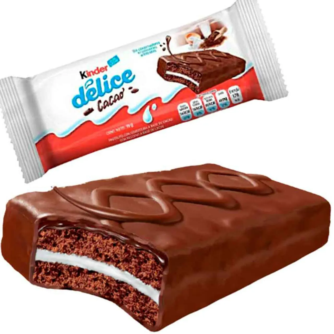 Kinder Delice Cacao Dark Chocolate Brownie with Cocoa Cream 10 Pieces Display Box Rich Flavors for Chocolate Lovers