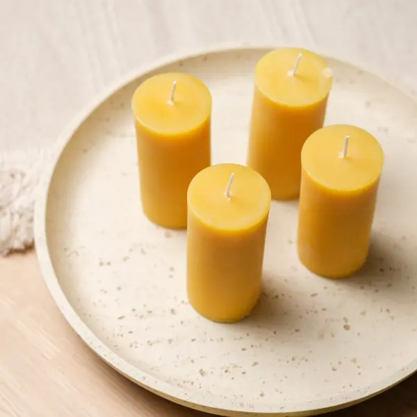 4 Pack Pure Beeswax Pillar Candles - Natural Honey Scent, Clean Burning, Up to 140 Hours Burn Time, Handmade Natural Candles