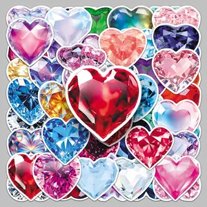 50 Vibrant and Gorgeous Heart-shaped Crystal Stickers, Suitable for Scrapbooks, Diaries, Laptops, Water Bottles, Cars, and Other Faith-based Designs—gifts with Positive Messages. Universal car sticker