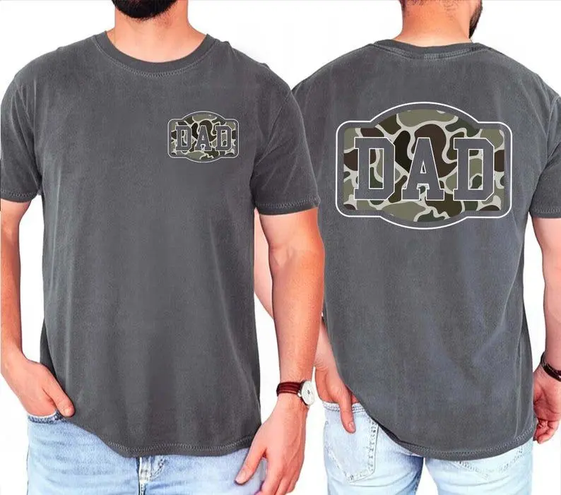Comfort Colors Camouflage Dad Shirt, Retro Dad T-shirt, Dad Tee, Gift For Dad, Varsity Dad Shirt, Duck Camo Fathers TShirt, Fathers Day Gift - HARSIN