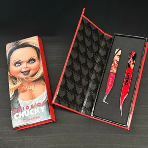 Bride of Chucky Eyelashes Lash Extension Tweezer Set Cosmetic Makeup Isolation & Volume Boot Tip Fiber Tip Precision Styling Tools