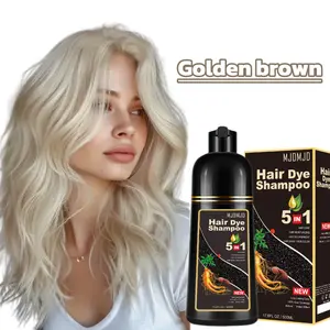 5-in-1 Hair Dye Shampoo – Black Gold Formula, Unisex, Golden Brown, Instant & Long-Lasting Gray Coverage, Natural Herbal Ingredients, Ammonia-Free, Gentle & Nourishing, Adds Shine, 500ml