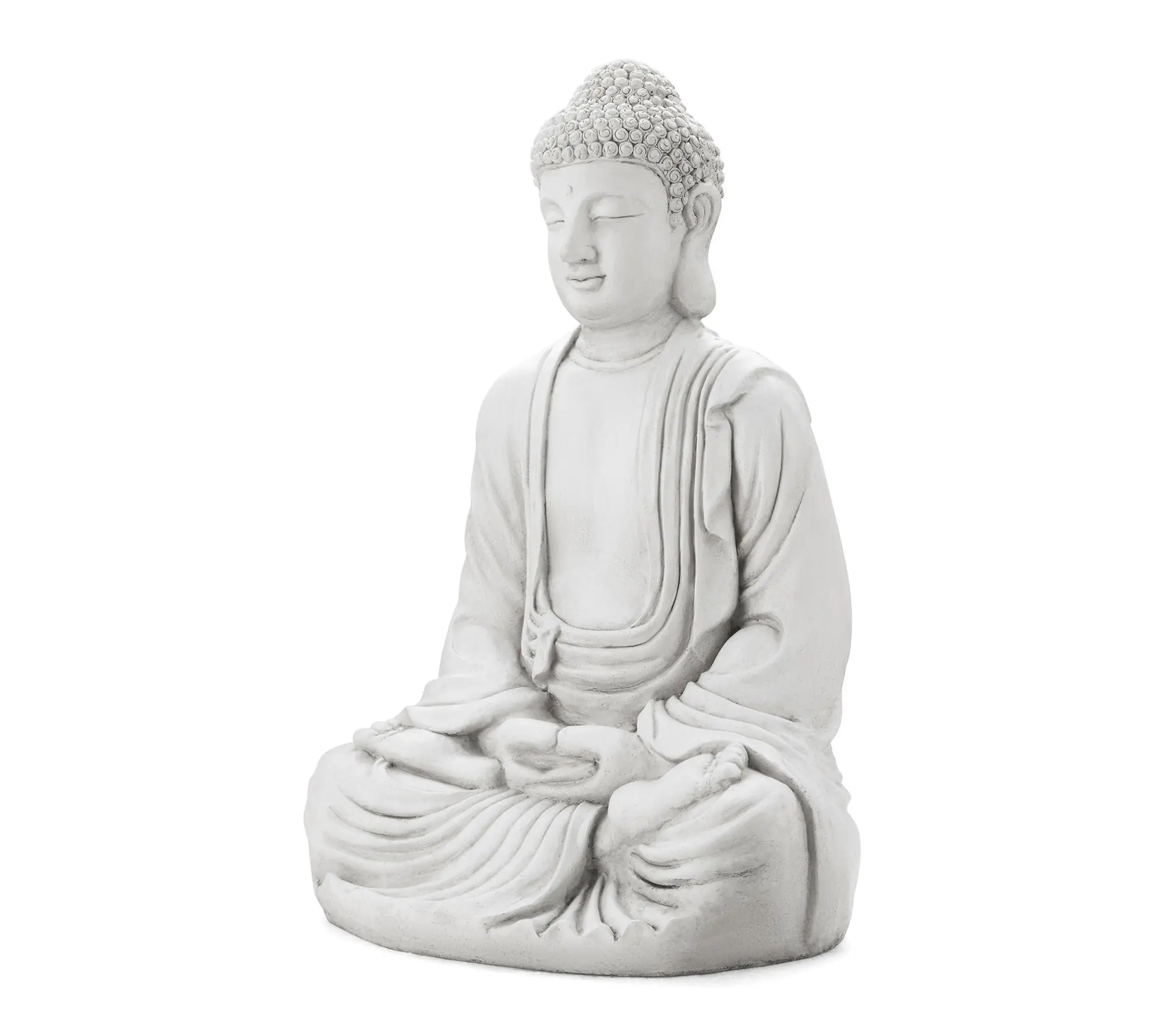 Glitzhome 29.5" H Oversized MGO White Meditati ng Buddha Statu