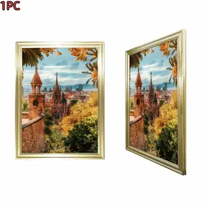 1pc Framed Gold Frame Framed Canvas Art Print For Living Room Bedroom And Study Decor With Golden Frame Featuring Autumn Landscape And Historic Church Towers Against City Skyline View