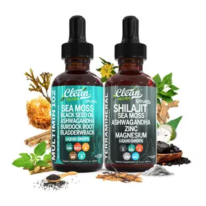 Clean Nutra Mineral Boost Duo | Sea Moss, Black Seed Oil, Shilajit, Ashwagandha & More for Daily Hydration & Wellness Liquid Drops [MultiMin 102 + TerraMineral]