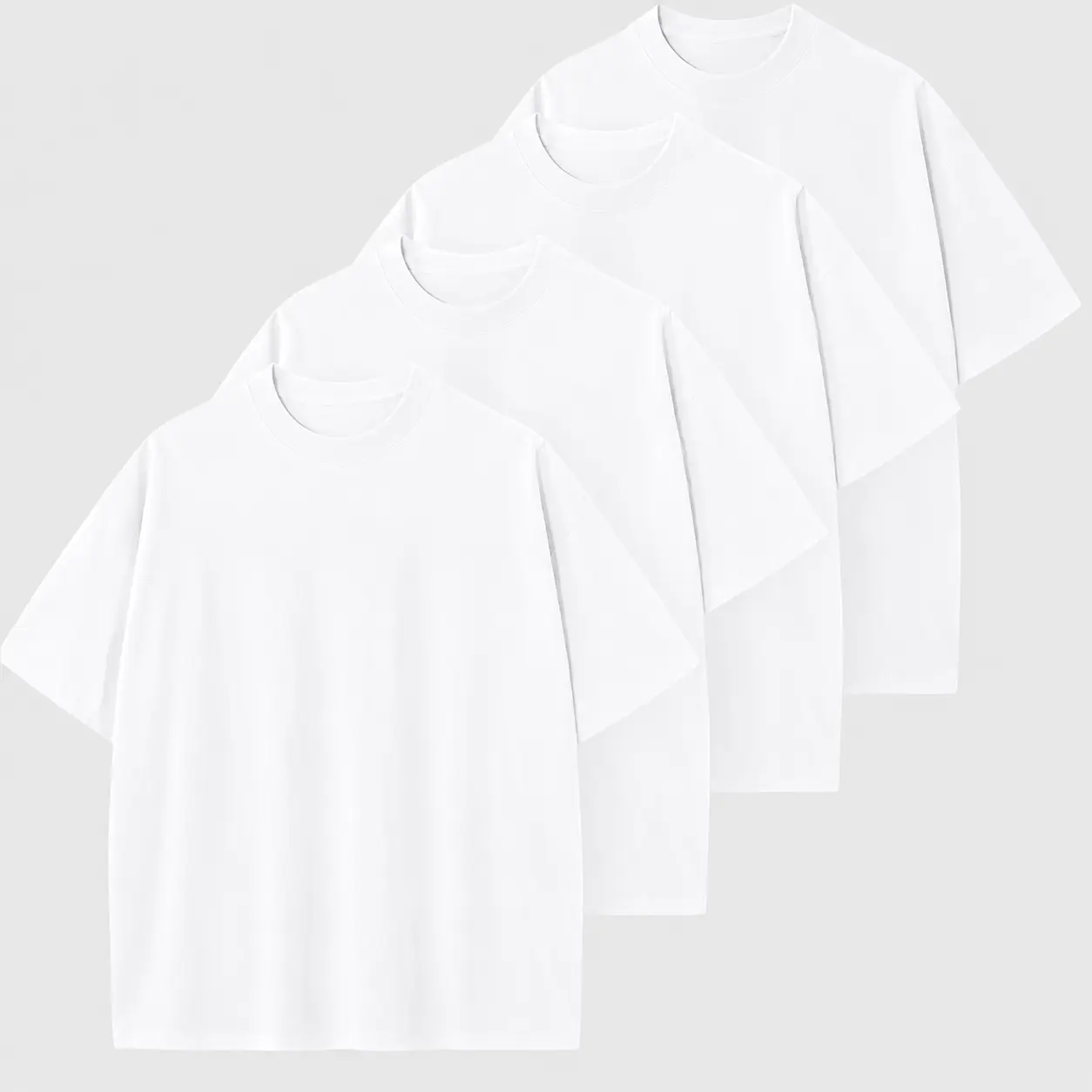 Men's 4-Pack Heavyweight 100% Cotton T-Shirts, Soft & Breathable Oversized Crewneck, Classic Plain Unisex Tops for Streetwear, Casual, Basic Style, Plain Look Fabric Menswear White Canvas Dress Layer Tshirt Beige