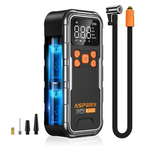 ASPERX Air Compressor 150PSI Portable Tire Inflator, 3X Faster with Pressure Detection, Tire Pump with LED Light for Cars, Bikes, Motors, and Balls