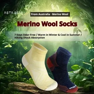astagear  Merino Wool Socks Summer Outdoor Ski Hiking Walking Climbing Men Women Mid-Calf Spring Summer Running Socks