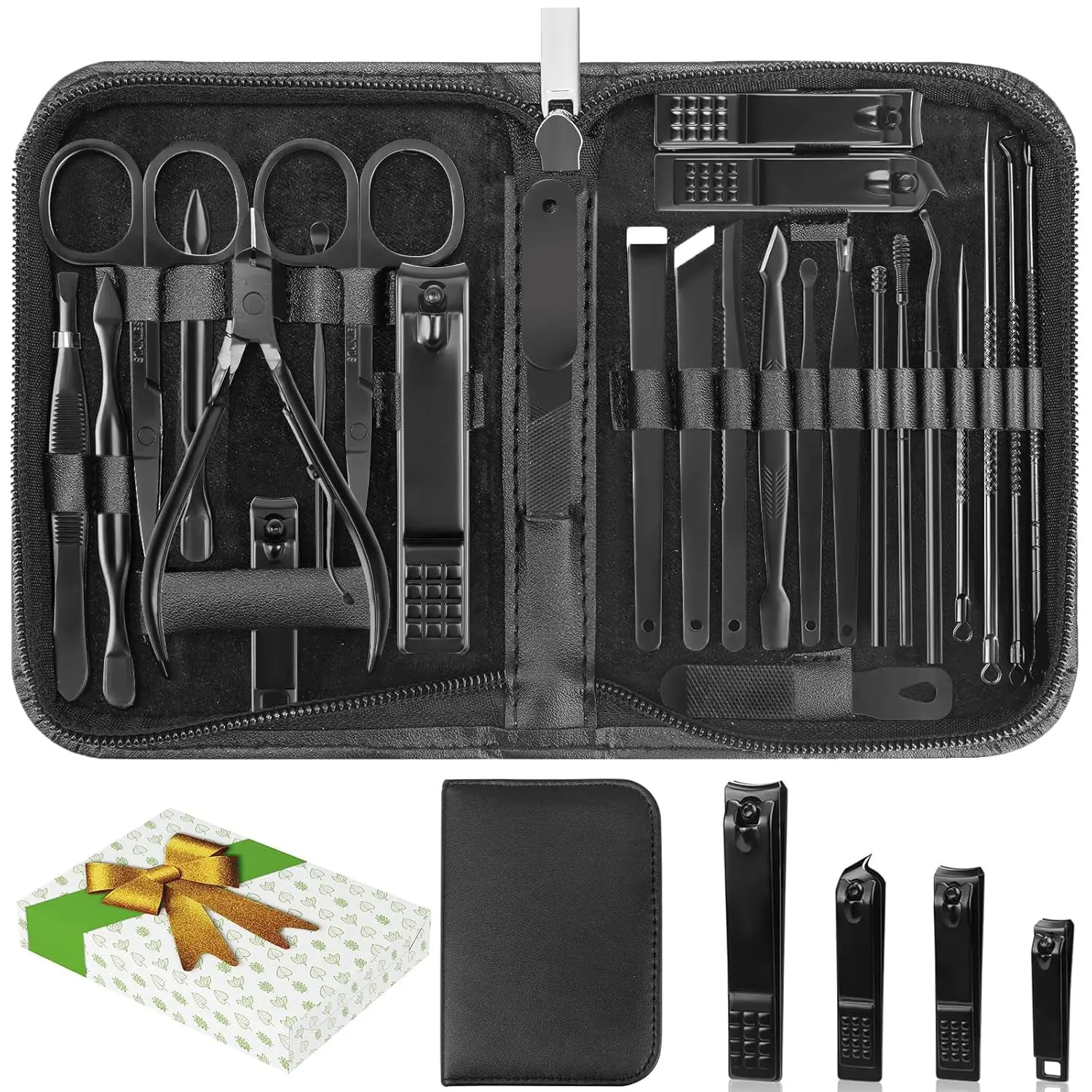 Professional Manicure Set with Storage Case, 26pcs Portable Multi-functional Nail Clipper Set Pedicure Care Tools, Nail Kits for Women & Men, Nails, Foot Callus Remover, Cuticle Pusher, Pedicure, Nail Supplies, Nail Care, Compact