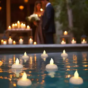 24 Pack  Floating Tealights Candles - Wedding, Party, Centerpiece, Pool & SPA Home Living Room Bathroom Interi graduation decorations or Decorative Lighting Water Proof Ornaments Decorating christmas decorations christmas lights