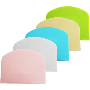 5 Pack Dough Scraper, Plastic Bench Scraper for Baking, Plastic Flexible Scrapers, Cake Baking Bench Scrapers -safe Plastic Dough  for Bread Dough & Cake