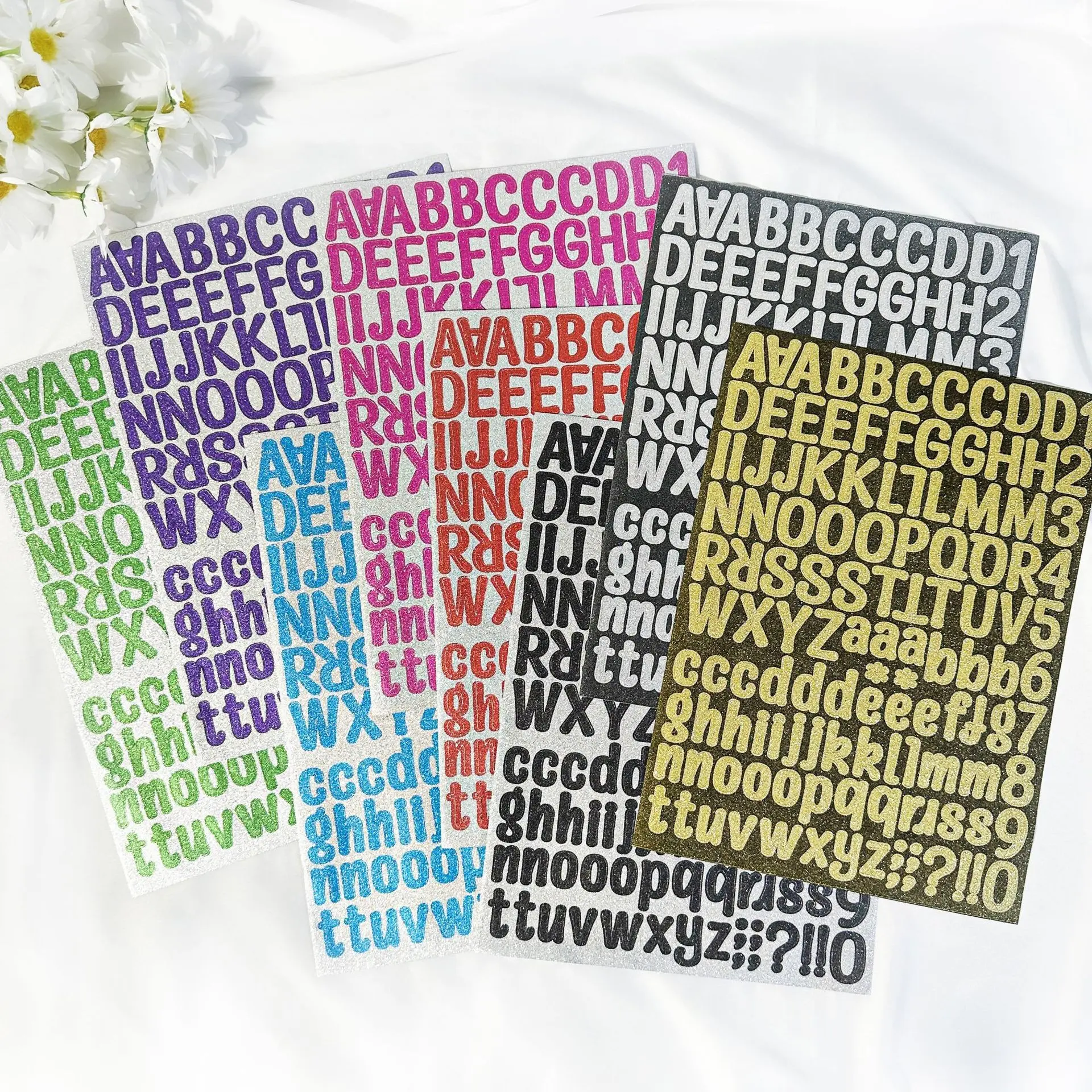 8 Letter Stickers, 8 Colors Alphabet Number Stickers, Shiny Gold Silver Letters, Christmas Gift, DIY Crafts, Scrapbook, Envelope, Card, Sign Decor, Glossy Stickers, Aesthetic Stickers