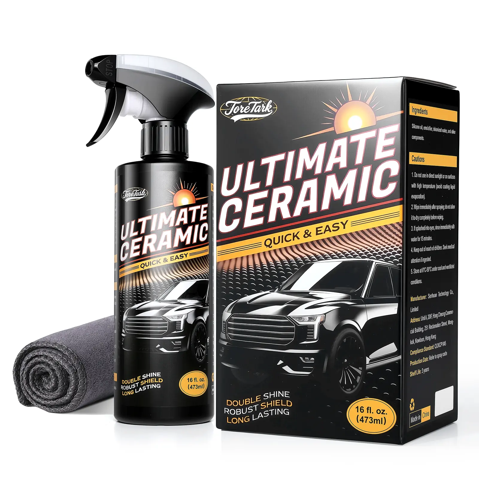 TORETARK Car Paint Coating-Ceramic Car Coating Spray with Hydrophobic Protection，Upgraded Car Graphene 3-in-1 Spray: Waterless Car Wash - High Cleaning Power - High Protection,ceramic coating spray， Car Washing & Maintenance, Water Beading Spray