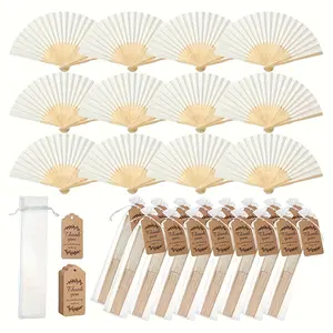 20pcs Paper Hand Fans Bulk, 8.3 Inch Foldable Handheld Fans, Wedding Party Favors, DIY Crafts, Home Decor, Gifts, Includes Bags and Thanks Cards, Set