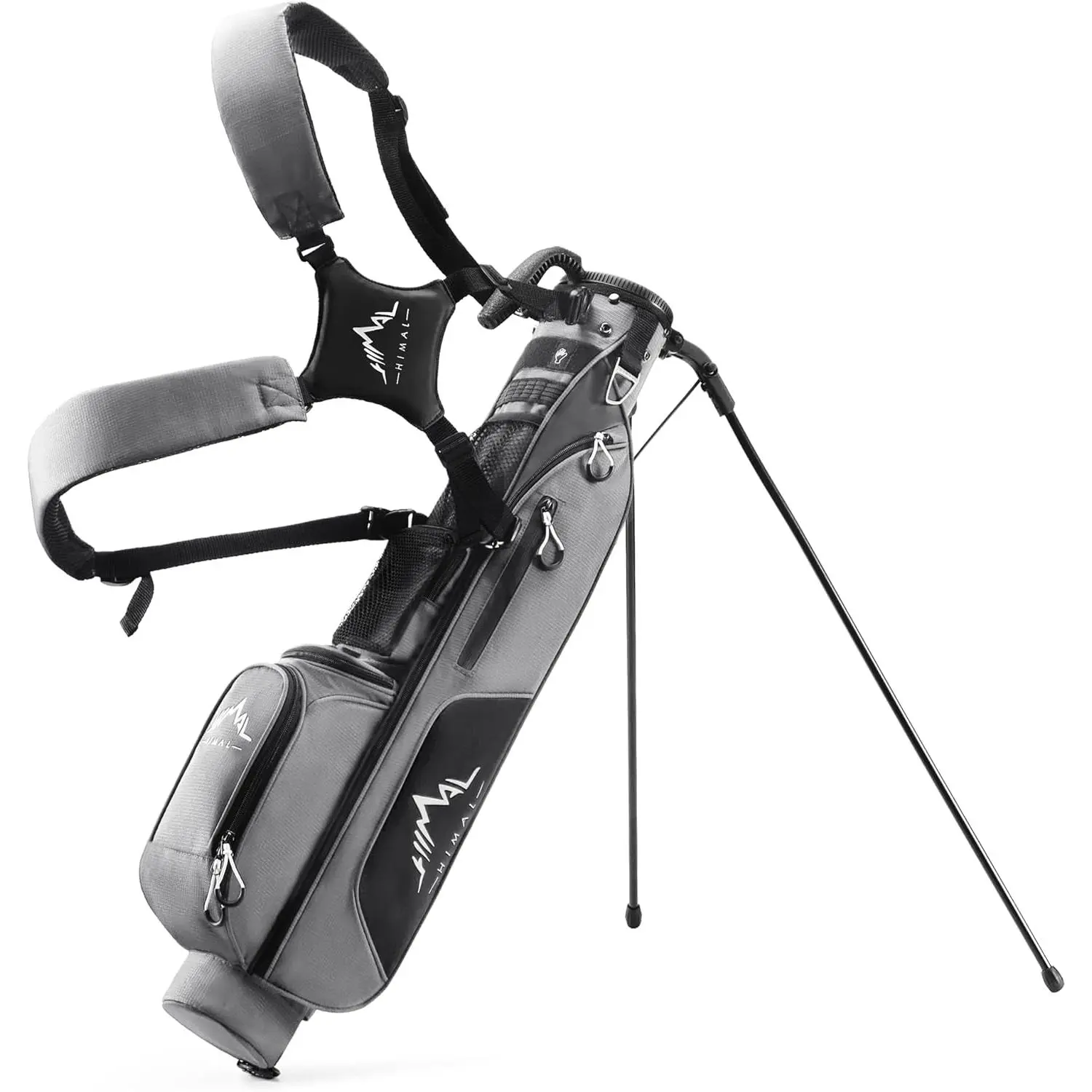 UNIHIMAL Par 3 Golf Stand Bag for Casual Golfers - Lightweight, Compact & Practical Carry Bag with Dual Shoulder Straps, 4 Zippered Pockets, 2 Mesh Pockets, Adults, Unisex Adults, Double Strap, Multi-Compartment Golf Club Bags