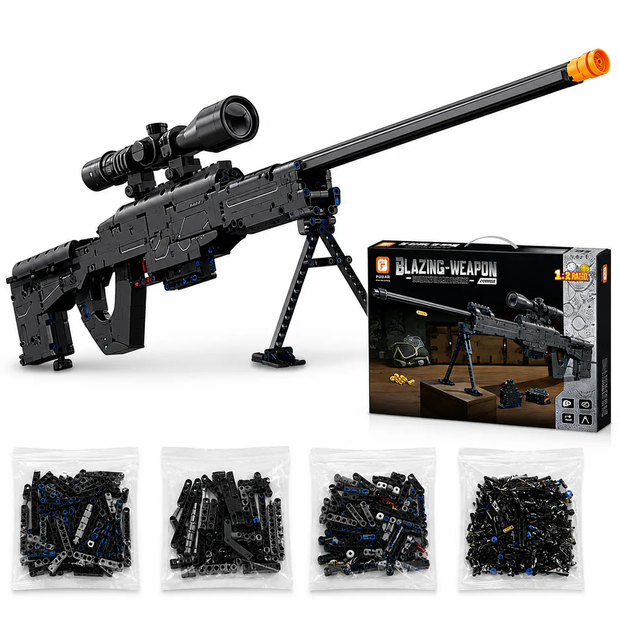 1400pcs Building Block Blaster Set - High-Difficulty Assembly Toy for Adults, STEM Fun Halloween Gift for Collectibles, House Decoration Block Model Building, Ideal Boy & Christmas Gift with Blaster Guns, Block Model Buildings