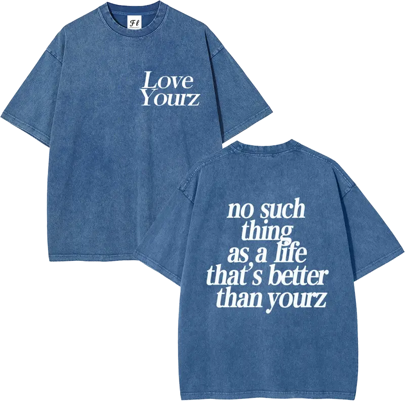 Men's 260g Heavyweight Cotton Round Neck T-Shirt - Oversized Vintage Washed Baggy Fit, Digital Direct Injection Printed Front & Back Quote Graphic, Aesthetic Streetwear, All Seasons, Comfortable in Summer, Cold Wash, Breathable Natural Fabric Menswear Top
