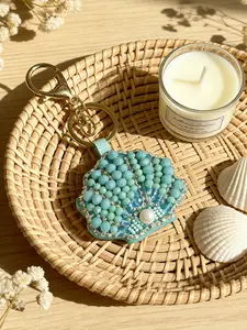 Handmade Beaded Cloth Patch Bag Charm, Starfish Shell Crab Seahorse Pendant, Street Style All Seasons Accessory, Stylish Backpack Charm, Animal Bag Charm