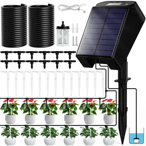 RAINTPOINT Solar Drip Irrigation Kit, Automatic Irrigation System for Indoor & Outdoor Easy DIY Plant Watering Controller With 6 Timing Modes Anti-Siphoning Device - for Gardeners & Plant Lovers
