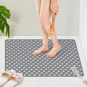 OTHWAY Large Shower Mat, 35"x 24" TPE Shower Mat Non Slip, Heavy Shower Floor Mat with Drain Holes and Suction Cups, No Odor Shower Mats for Inside Shower for Elderly Kids Bathroom(D-Grey)