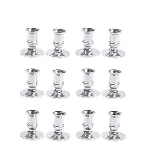 6 Pairs Silver Color Candle Holder Bases, Durable Candle Holders for Candelabras, Perfect for Parties and Events, Enhance Decorative Atmosphere