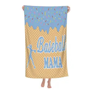 Baseball Mama  Ultra fine fiber beach towels, soft and absorbent bathroom and pool accessories suitable for sunbathing and beach use