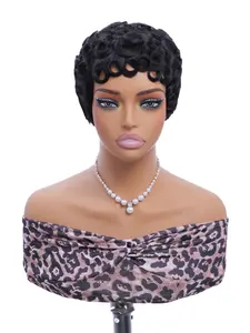 Natural Bomb Curly Pixie Cut Wig for Black Women | Brazilian Virgin Human Hair Short Layered Style | Pure Black, 99J, 30#, 350# | Soft & Easy-to-Style #SummerVibes #PixieCut #CurlyHair