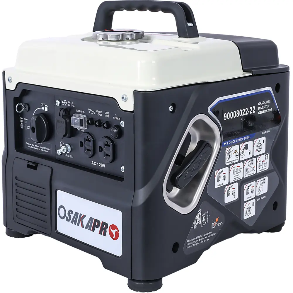 Portable Inverter Generator - 1200W Ultra-Quiet Gasoline Engine, 1000W Clean Power Output, 120V/20A, 2 AC Sockets, EPA Compliant, Eco-Mode, Compact 3.2L, 6.5 Hours at 50% Load, Lightweight for Home Backup & Outdoor Use