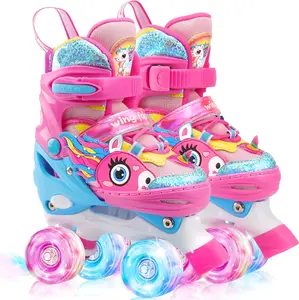 Unicorn Kids Roller Skates for Girls,Toddler Quad Skating Shoes with Shiny Light up Wheels&Adjustable Sizes Beginners rollerskates for Xmas Birthday Gifts roller skate inline  skates Adjustable Inline