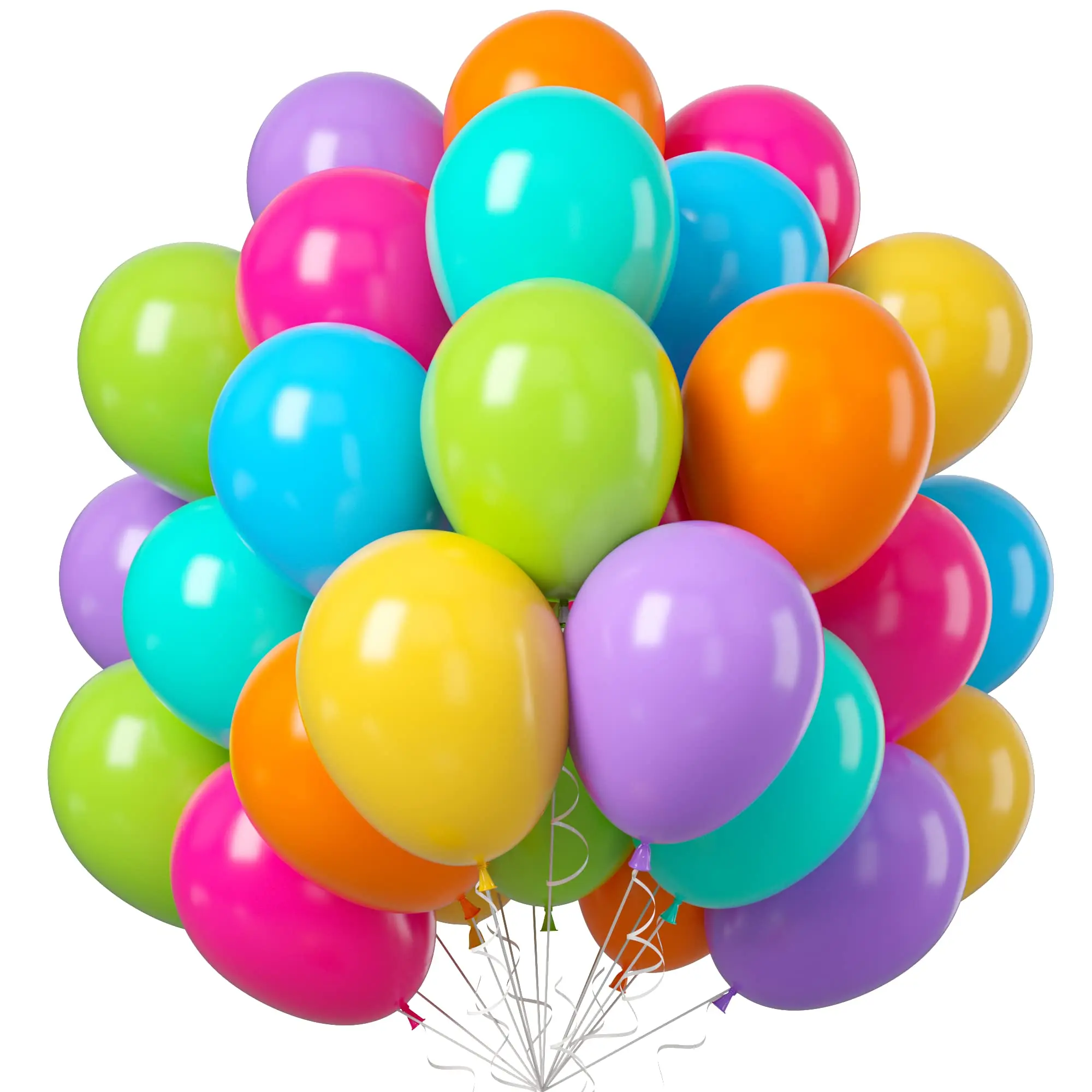 Rainbow Balloons  50pcs Multicolor Arch In Blue Green Purple Yellow Orange Hot Pink Latex For Birthday Wedding Shower Engagement Diy Decoration Party Supplies